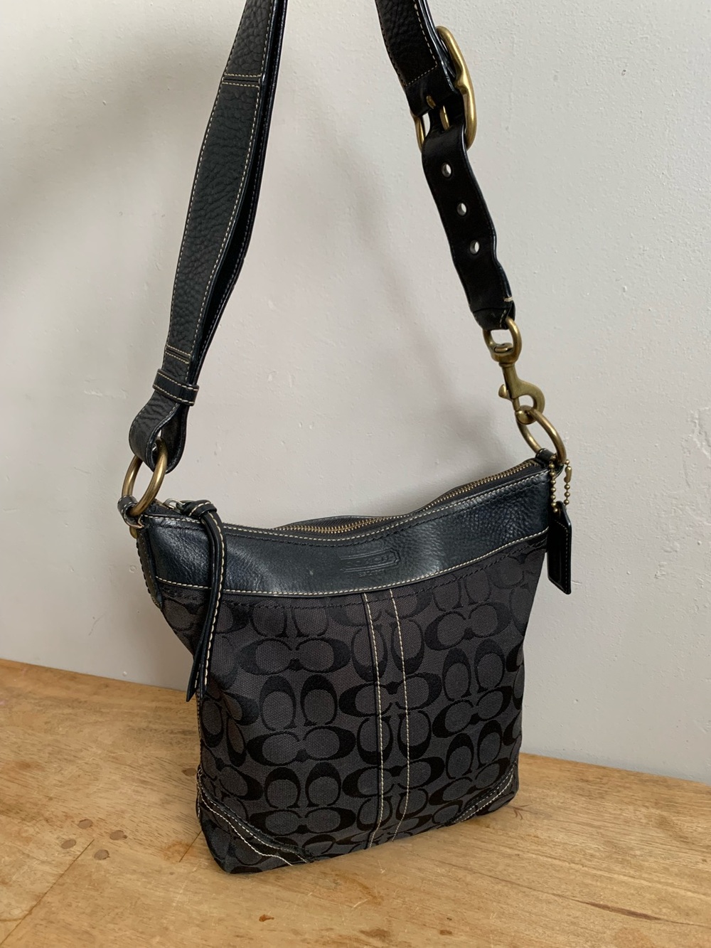 Coach Legacy jacquard leather large Duffle y2k signature Denim crossbody 10403